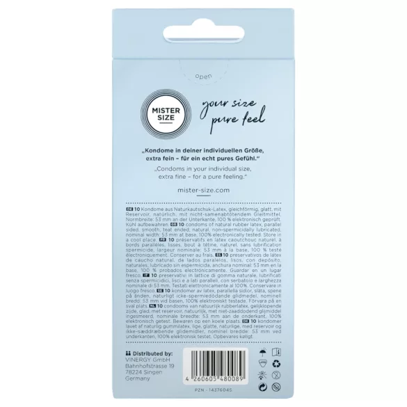 Mister Size - preservativo fino - 53 mm - paquete 10 unidades