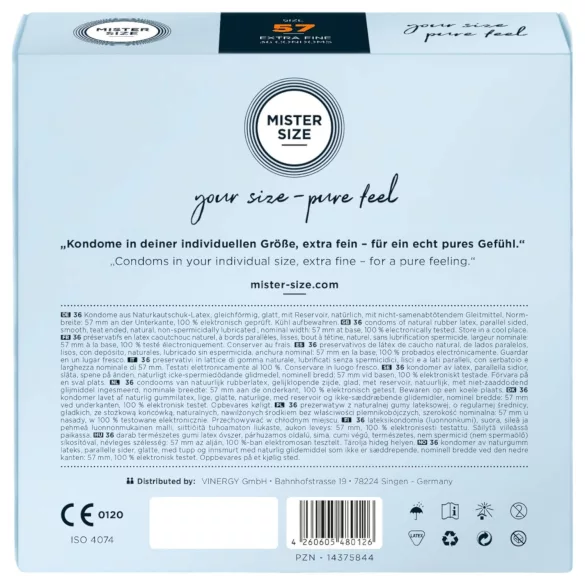 Mister Size - preservativo fino - 57mm - caja 36 unidades