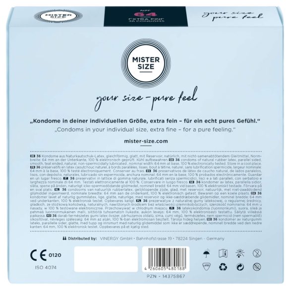 Mister Size - preservativo fino - 64 mm - caja 36 unidades