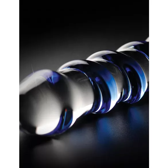 Icicles No. 5 - consolador de vidrio en espiral - transparente azul