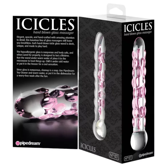 Icicles No. 7 - dildo de vidrio con texturas perladas