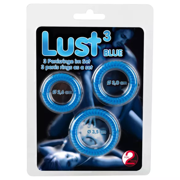 You2Toys - anillo para pene triple - silicona azul