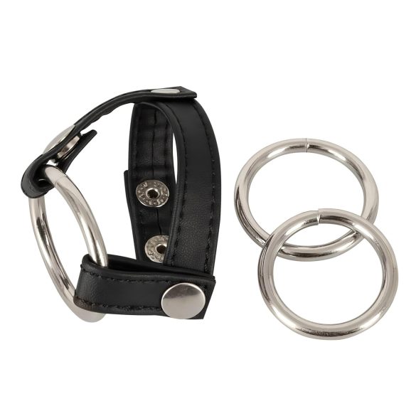 Bad Kitty - anillo doble de cuero negro