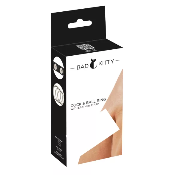 Bad Kitty - anillo para testículos y pene - cuero - negro