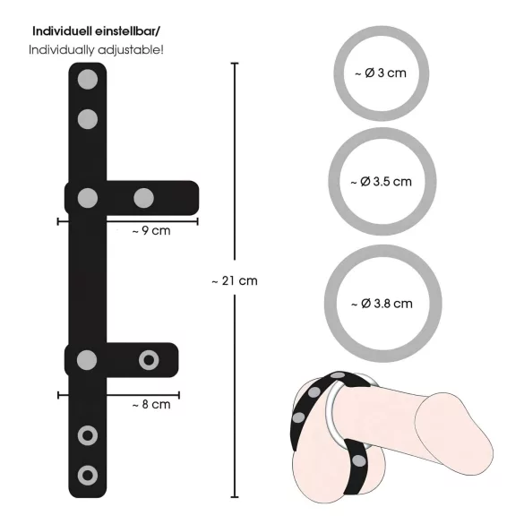 Bad Kitty - anillo para testículos y pene - cuero - negro