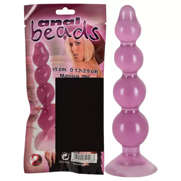 You2Toys - plug anal con bolas - ventosa - silicona lila