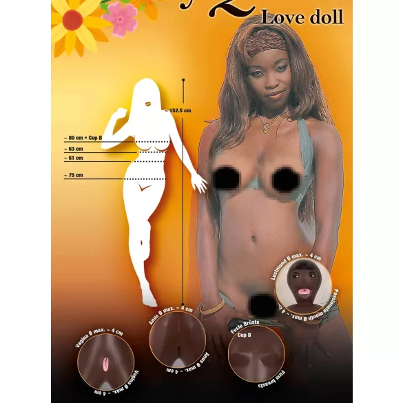 You2Toys - Muñeca hinchable femenina - piel negra - silicona