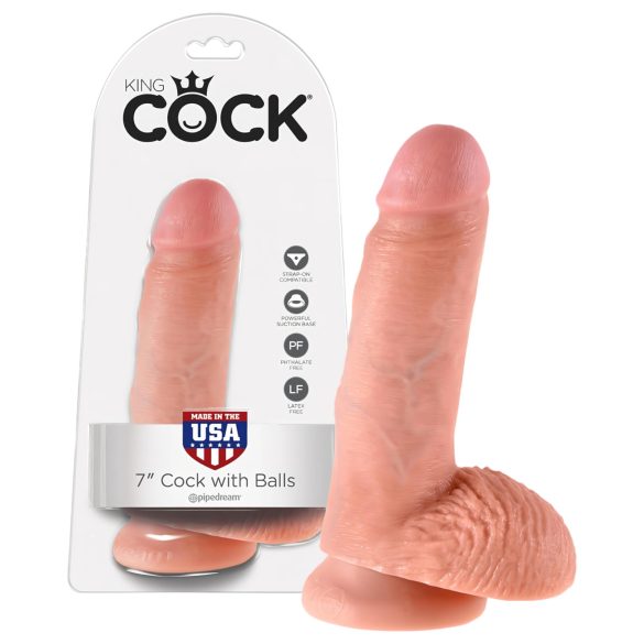 Dildo King Cock 7 con testículos (18 cm) - natural