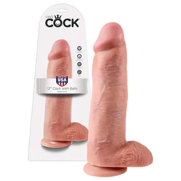 King Cock 12 gran consolador con testículos (30 cm) - natural