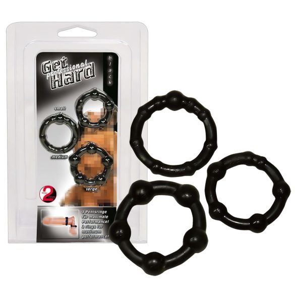 You2Toys - Set de anillos para el pene ¡Mantente duro! - negro (3 pzs)