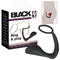 Black Velvet - plug anal con anillo peneano (negro)