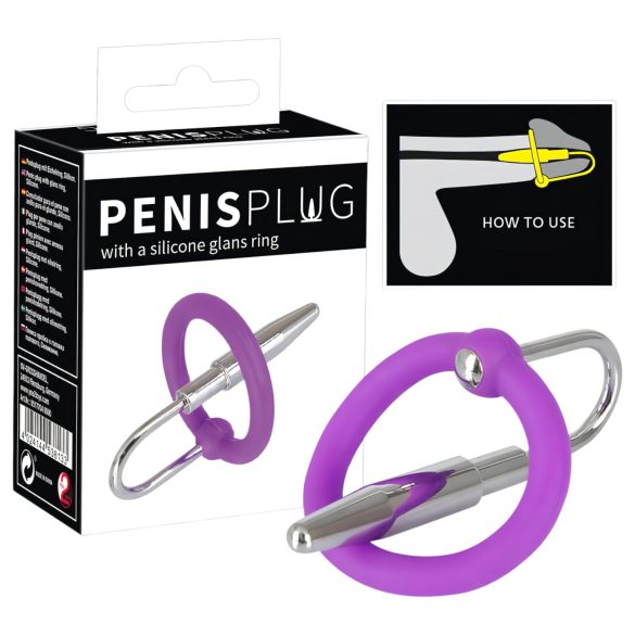 Plug pene - anillo silicona y dilatador cónico (lila-plateado)