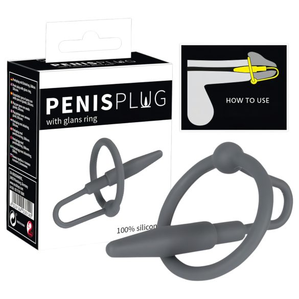 Plug uretral - Anillo de silicona para el glande (gris)