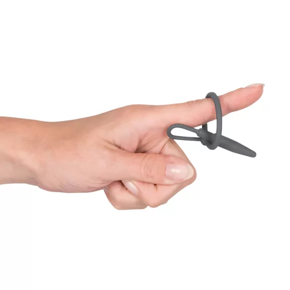 Penisplug - anillo para glande con dilatador cónico - silicona gris
