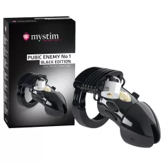   Mystim - Jaula para pene electro Black Edition Pubic Enemy No 1 - silicona negra