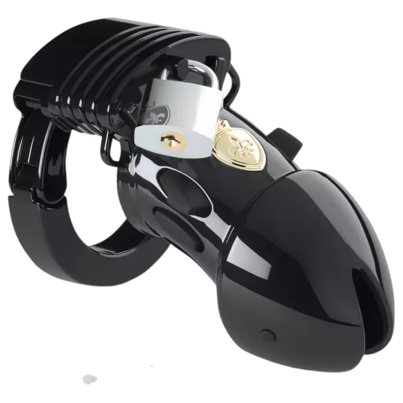 Mystim - Jaula para pene electro Black Edition Pubic Enemy No 1 - silicona negra