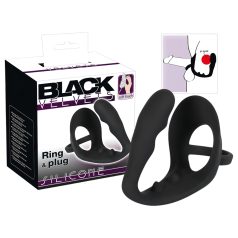   Black Velvet - Dildo anal con anillo para pene y testículos (negro)