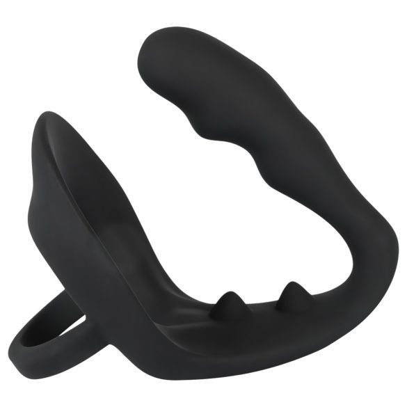 Black Velvets - consolador anal con anillo pene y testículos - silicona negra