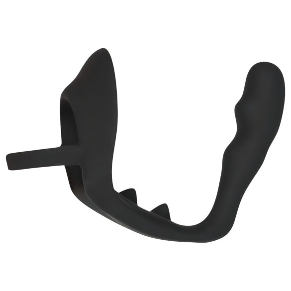 Black Velvets - consolador anal con anillo pene y testículos - silicona negra