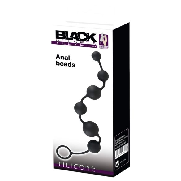 Black Velvets - consolador anal con 6 bolas - silicona negra