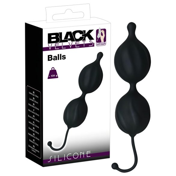 / Dúo de bolas Geisha onduladas de terciopelo negro