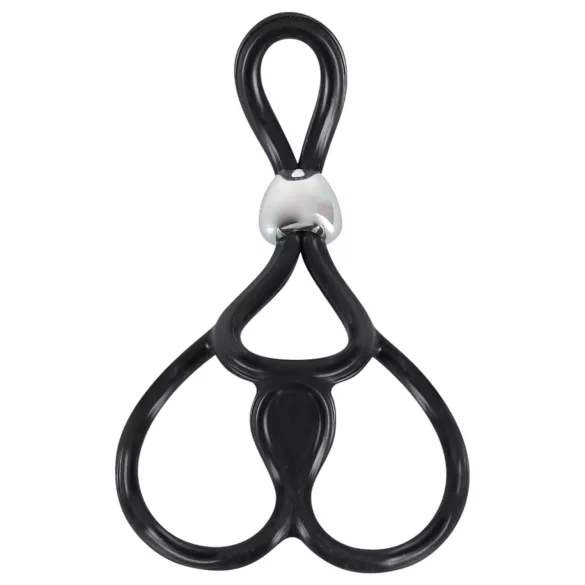 You2Toys - Anillo triple ajustable pene y testículos - silicona negra