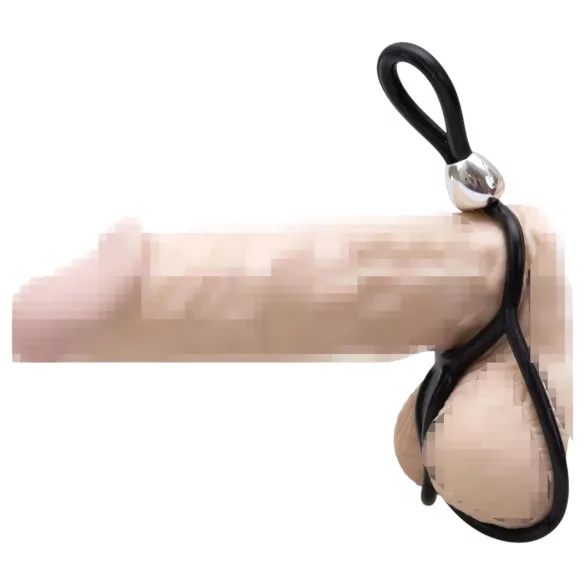 You2Toys - Anillo triple ajustable pene y testículos - silicona negra