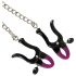 Bad Kitty - Pinzas de pezones con cadena (lila-negro)