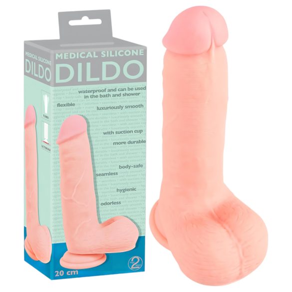 Médico - Dildo de silicona médica recto (20cm) - natural