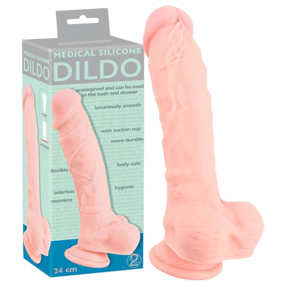 Medical - dildo de silicona médica (24cm) - natural