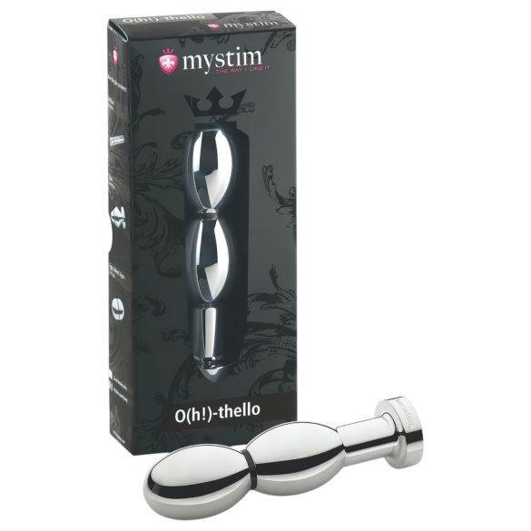Mystim O(h!)-thello - Plug anal eléctrico esférico (plata)