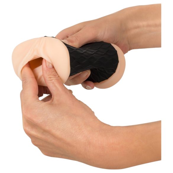 Nature Skin - masturbador doble orificio vagina y ano - color natural y negro