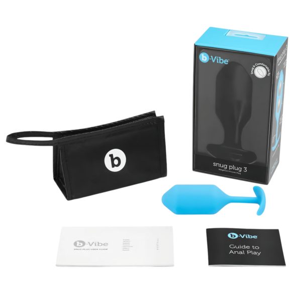 b-vibe - plug anal con dos bolas - 180g - silicona azul
