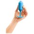 b-vibe Snug Plug 3 - plug anal de dos bolas (180g) - azul
