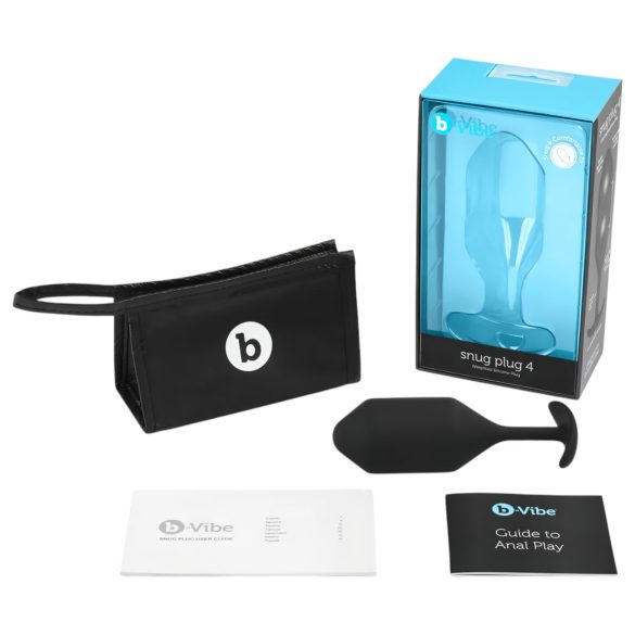 b-vibe - plug anal bolas dobles - silicona negra - 257g