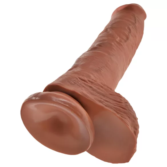 King Cock 10 consolador grande con testículos (25 cm, marrón)