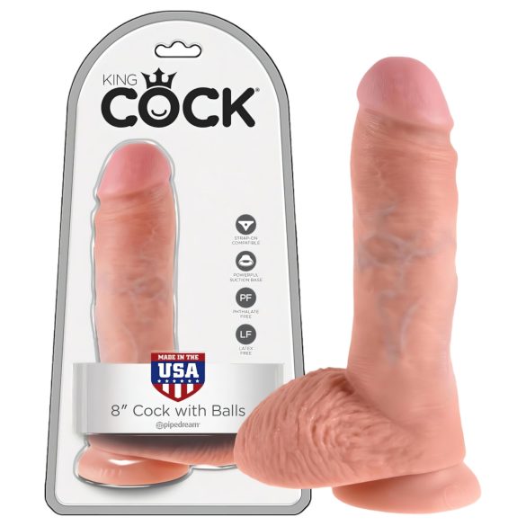 Consolador King Cock 20 cm con testículos - tono natural