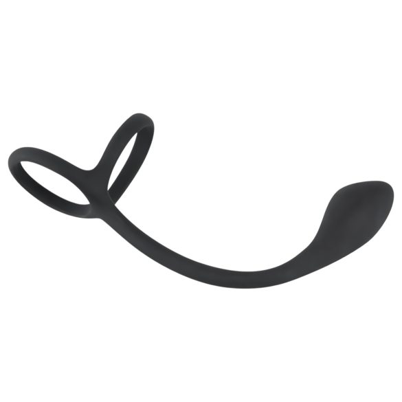 Black Velvets - consolador anal con anillo pene y testículos - silicona negra