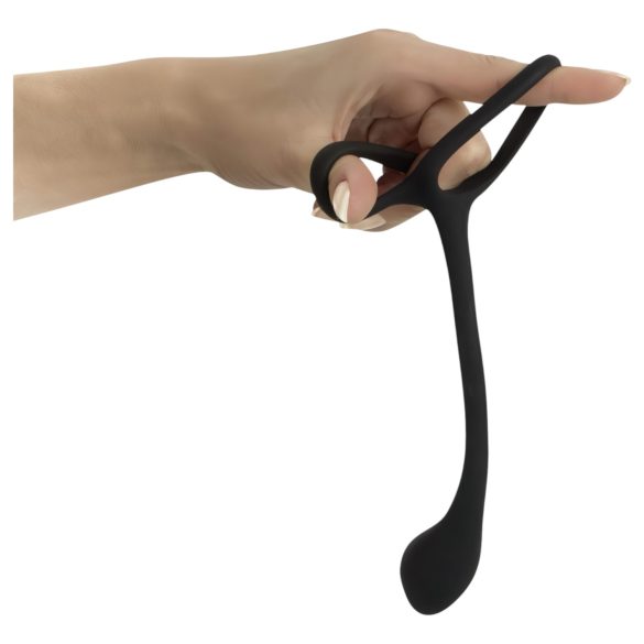 Black Velvets - consolador anal con anillo pene y testículos - silicona negra