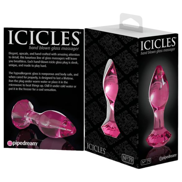 Icicles No. 79 - plug anal de vidrio en forma cónica - rosa