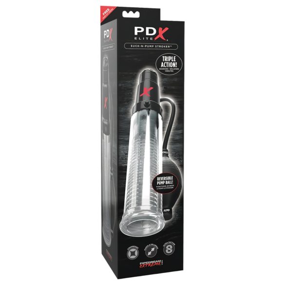 PDX Elite - 2en1 bomba y masturbador (transparente)