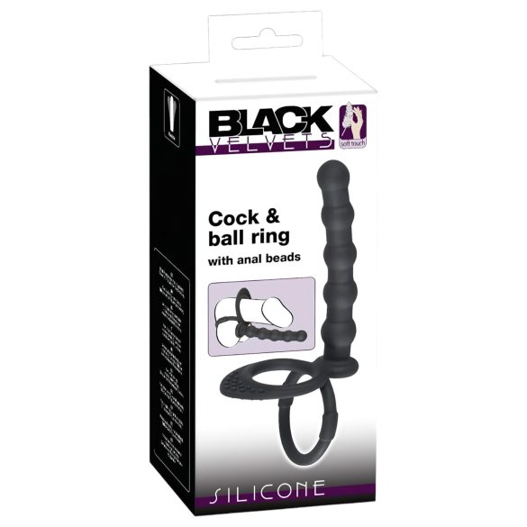 Black Velvet - Anillo pene y dildo anal (negro)