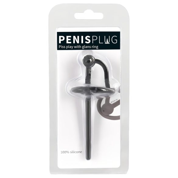 Plug pene - anillo hueco de silicona (negro)