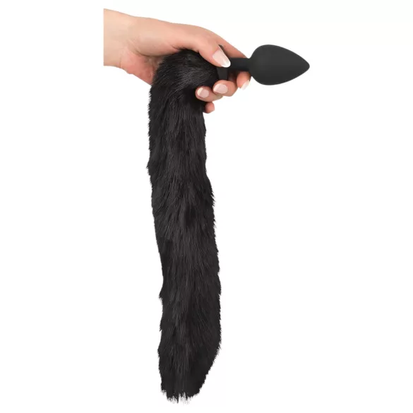 Bad Kitty - plug anal con cola de gato - silicona negra - set