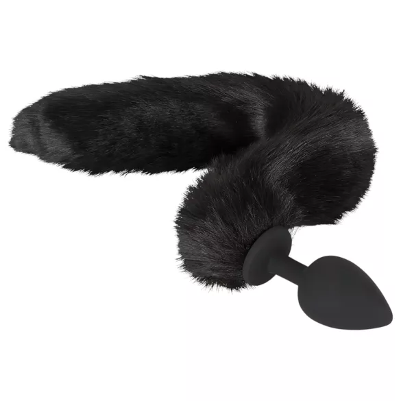 Bad Kitty - plug anal con cola de gato - silicona negra - set