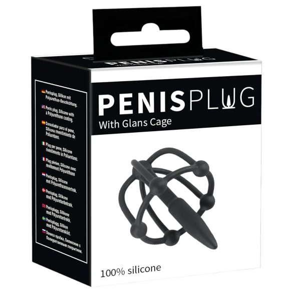 Plug pene - Jaula de glande con dilatador (negro)