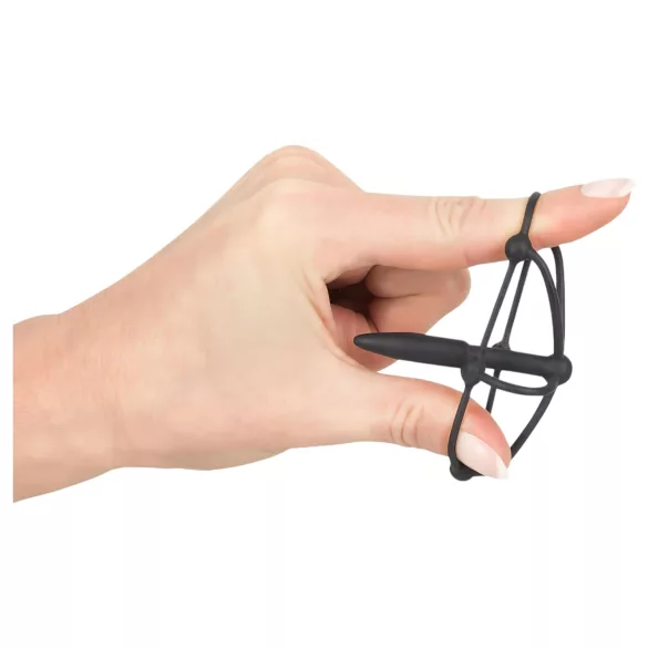 Penisplug - jaula para glande con dilatador - silicona negra