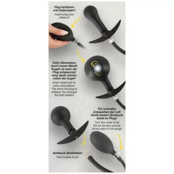 You2Toys - plug anal hinchable con bolas - silicona negro