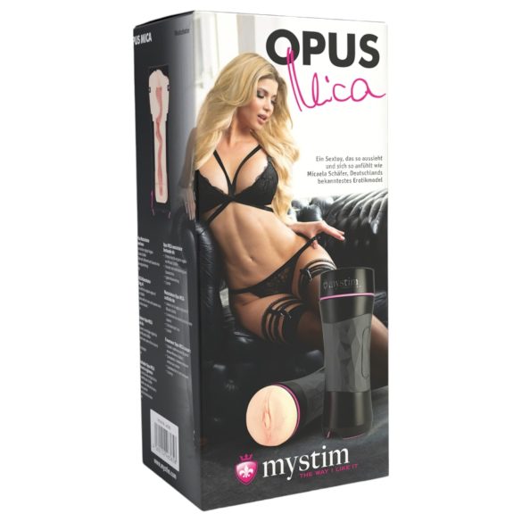 mystim OPUS Mica - Masturbador Realista con Textura Natural (Beige-Negro)