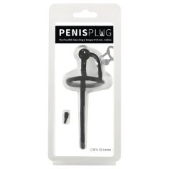 Pene plug - dilatador de silicona con anillo glande (0,6mm) - negro   Pene plug - dilatador de silicona con anillo glande (0,6mm) - negro